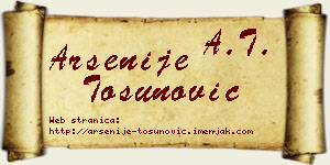 Arsenije Tosunović vizit kartica